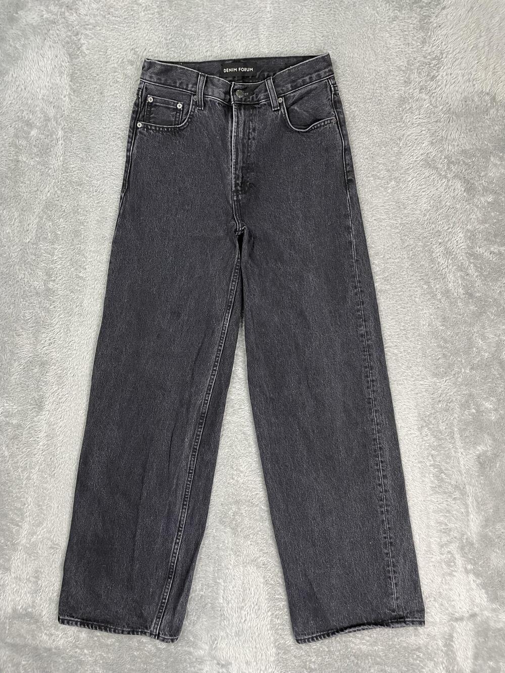Denim Forum The 90s Lo Rise Baggy Wide Jeans Womens 24 Gray Charcoal Wash